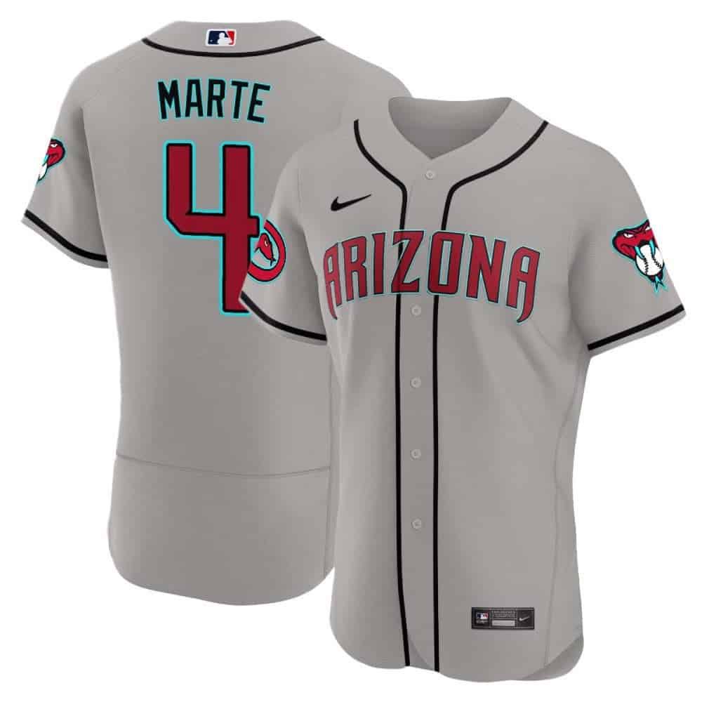 Men Arizona Diamondback #4 Marte Grey 2024 Nike Flex Base MLB Jersey